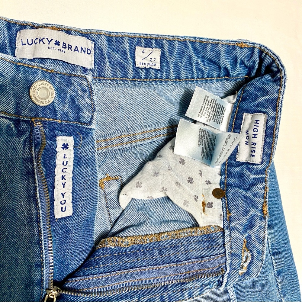 Lucky Brand High Rise Mom Patchwork Jeans Women’s Size 4/27" Blue Boho Festival - Picture 12 of 15